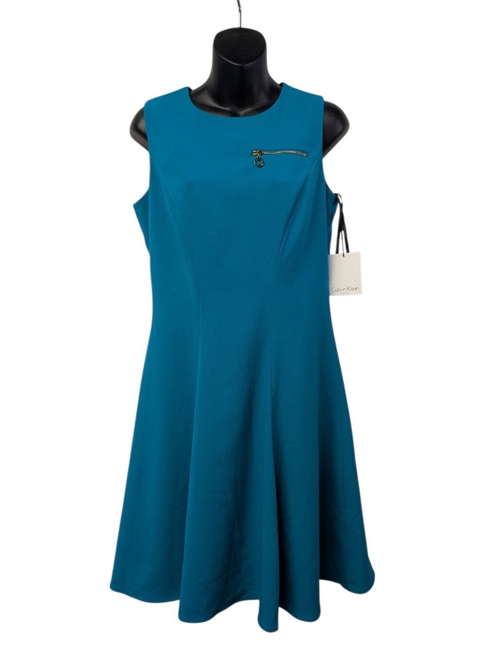 Calvin Klein Women's Blue Fit & Flare Sleeveless Lined Dress Size 6 NWT